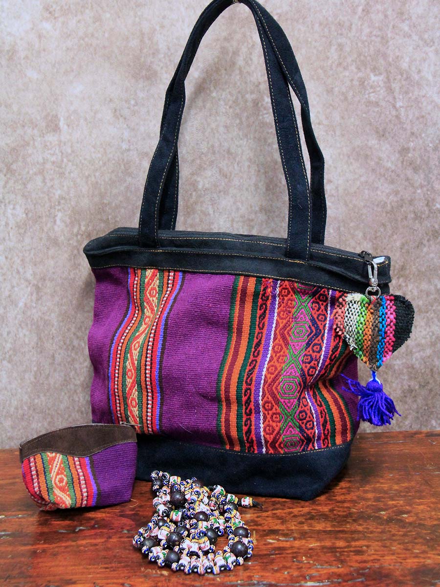 Borsa stoffa ed ecopelle