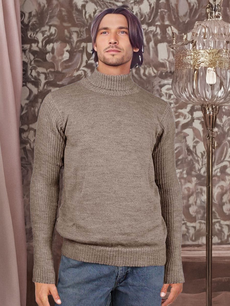 Maglione elegante collo alto uomo Maglione elegante da uomo con collo alto in alpaca, caldo e raffinato