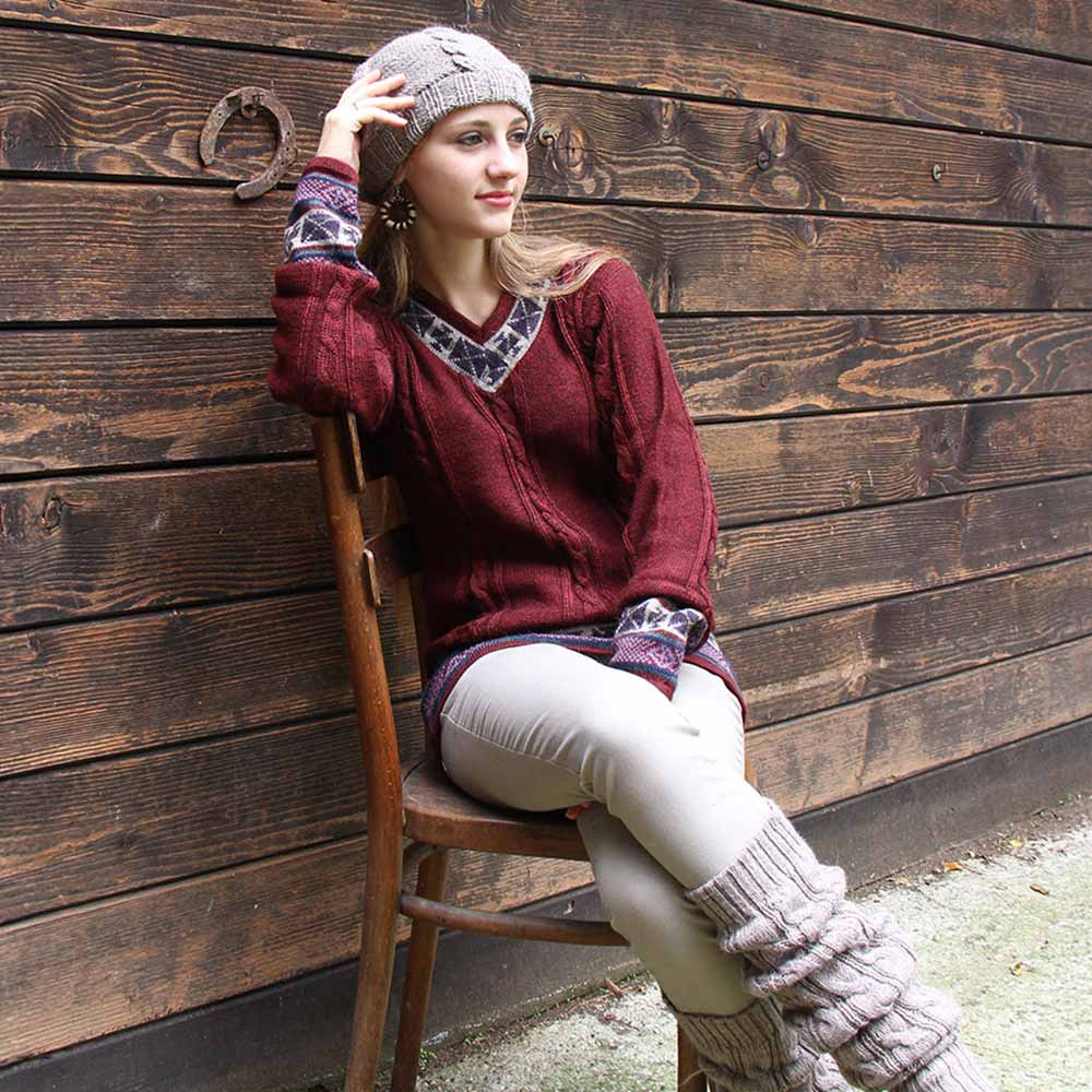 Maglione Tina in alpaca con filato 3/10 Maglione donna Tina in alpaca con filato spessore 3/10 a filo semplice