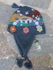 blue alpaca kids hat arpilleras