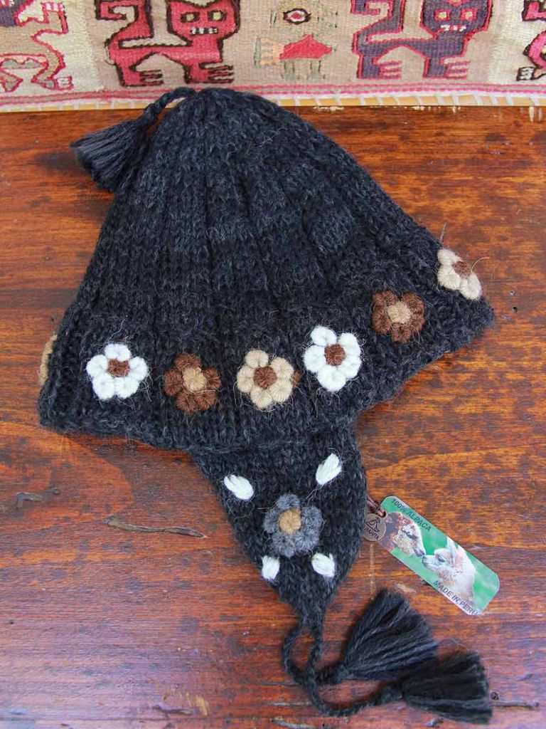 cappello alpaca antracite fiori junior