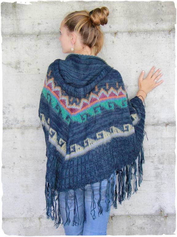 Poncho in lana di alpaca Etno - UNISEX