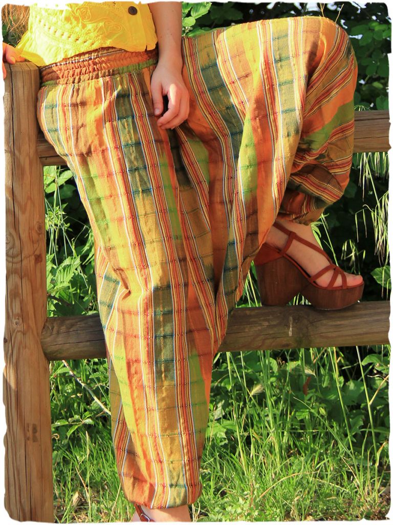 AvaCostume Pantaloni Harem Donna Stile Hippie - Vita Alta, Tessuto Morbido 95% Cotone Modal - Rosa, Taglia M - 2