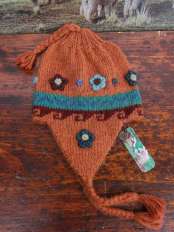 folk childrens alpaca orange hat