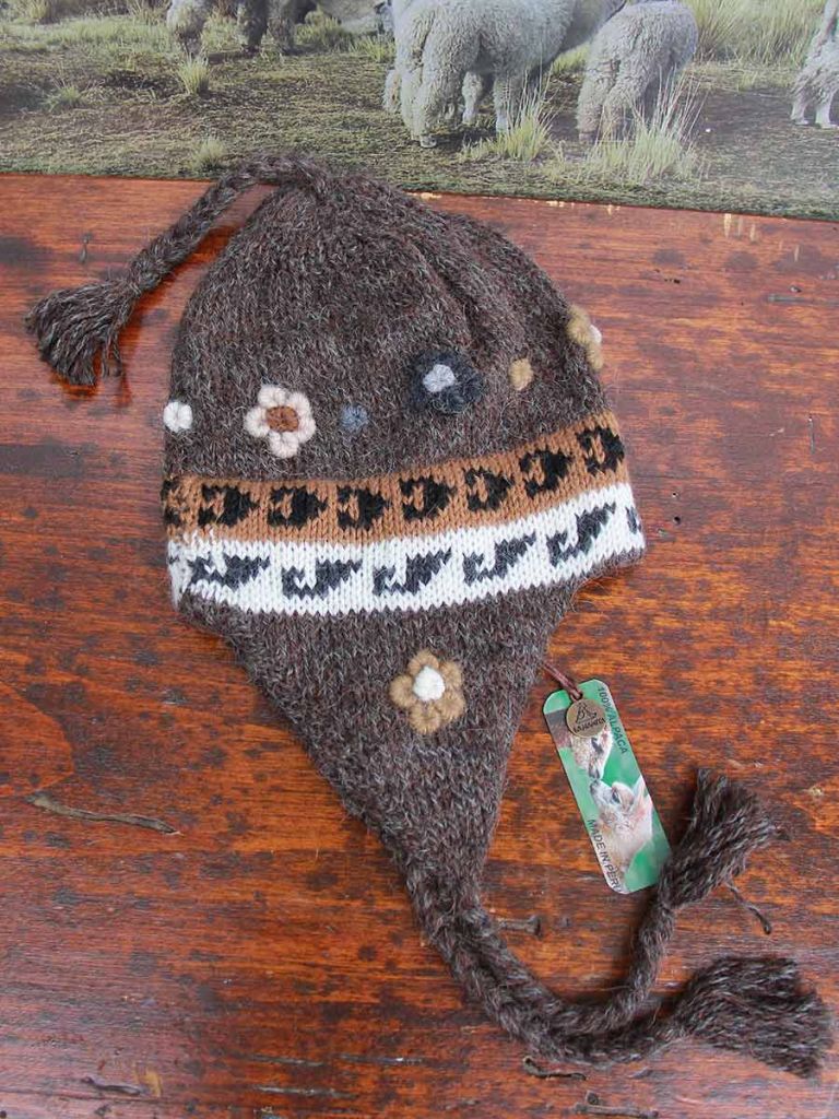 ALPACA Cappello genderless 100% alpaca naturale con inserti colorati