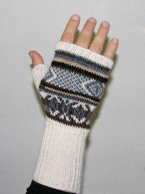 guanti da donna a maglia intrecciata guanti per pollice Beige M senza dita Flammi 