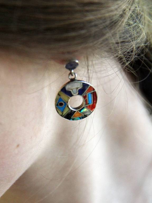 Orecchini con pietre dure e argento Cusco