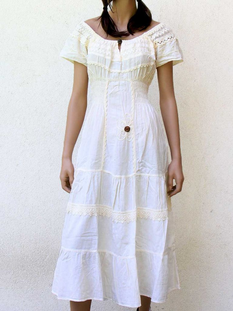 Abito lungo country chic - Vestiti tinta unita - Vestiti estivi - La Mamita