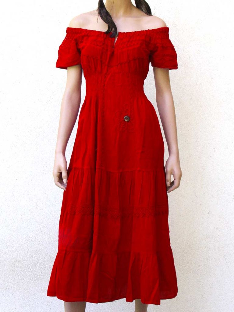 Abito lungo country chic - Vestiti tinta unita - Vestiti estivi - La Mamita