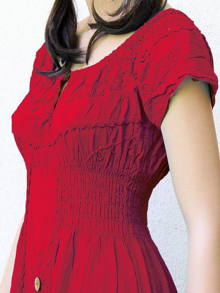 Abito lungo country chic - Vestiti tinta unita - Vestiti estivi - La Mamita