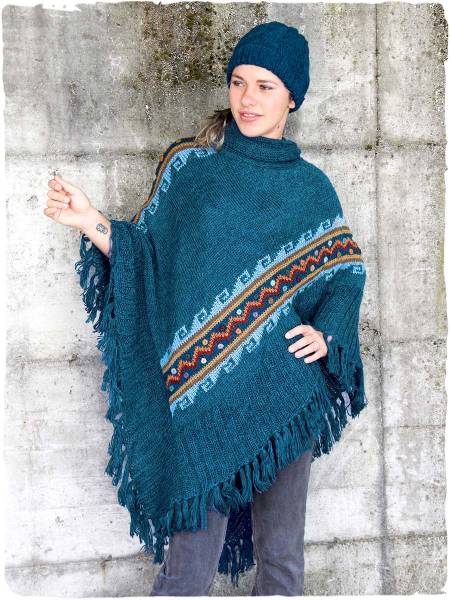 Poncho in lana di alpaca Ambra