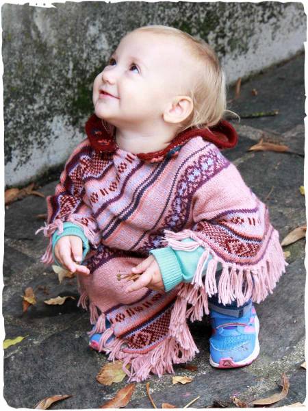 Poncho di alpaca con cappuccio Ghita