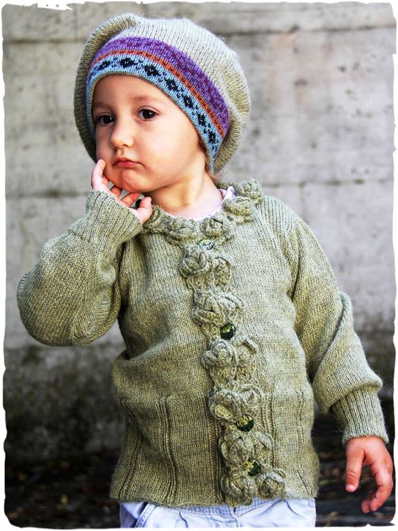 Cardigan bimba in pura lana Merino