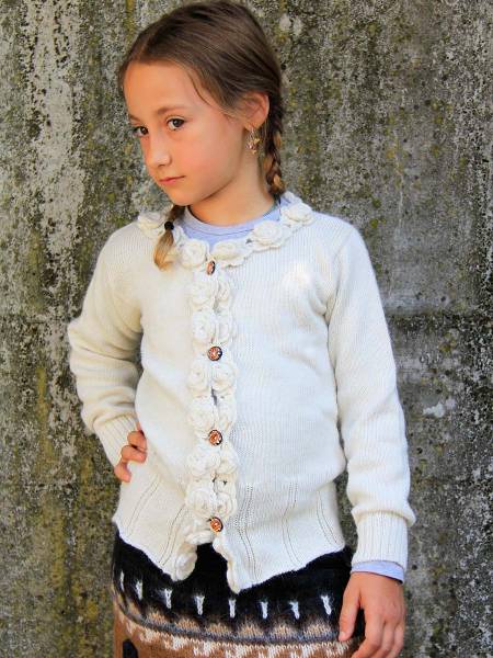 Cardigan bambina di alpaca Flowers Junior