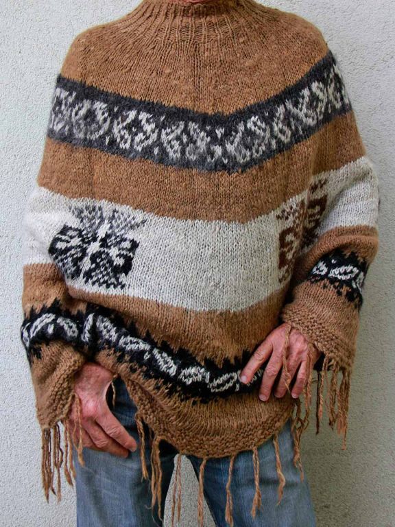 Poncho Etno - Poncho Lana - Poncho con cappuccio - La Mamita