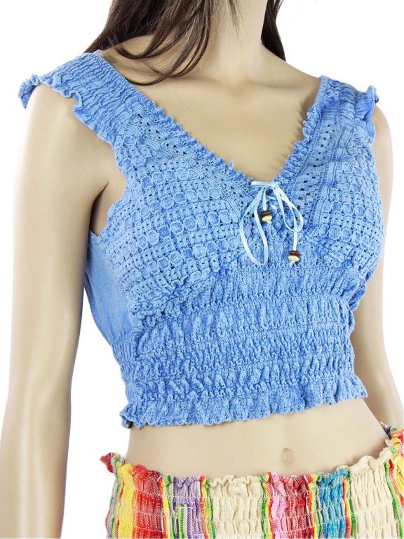 Crop top dentelle bleu Monia.