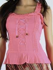 Top in pizzo elegante rosa Mabel.