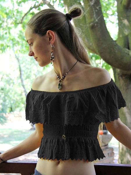 Top stile boho senza spalle Alma