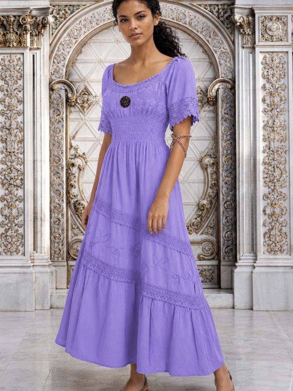 Vestito lungo manica corta Pilar.