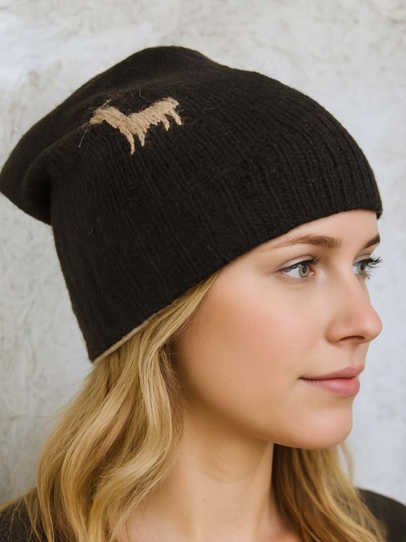 Cappello Invernale Donna Aqua &ndash; Maglia Lana E Alpaca Con Pom Pom &ndash; Grigio, Unica Taglia