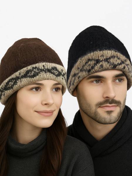 Cappello Berretto Invernale Di Lana Ricamato - Croazia - Modello 54592 (Nero) - 3