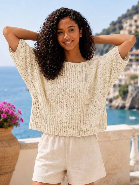 Maglia traforata donna a maniche corte Calypso